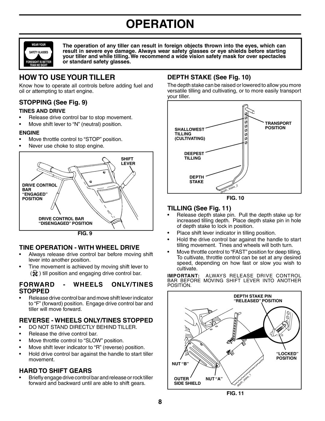 Husqvarna 500RTT owner manual HOW to USE Your Tiller, Tine Operation with Wheel Drive, Forward Wheels ONLY/TINES Stopped 