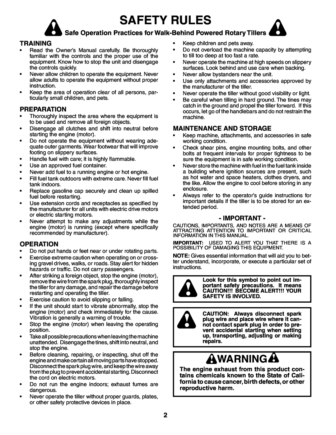 Husqvarna 500RTT owner manual Safety Rules, Training, Preparation, Operation, Maintenance And Storage 