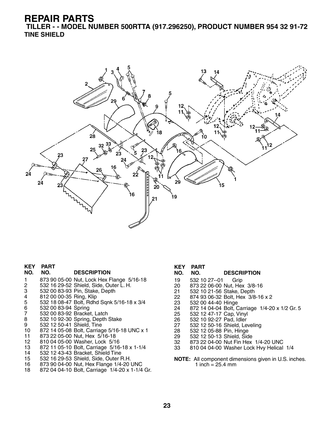 Husqvarna 500RTTA owner manual Tine Shield, 532 10 Grip 