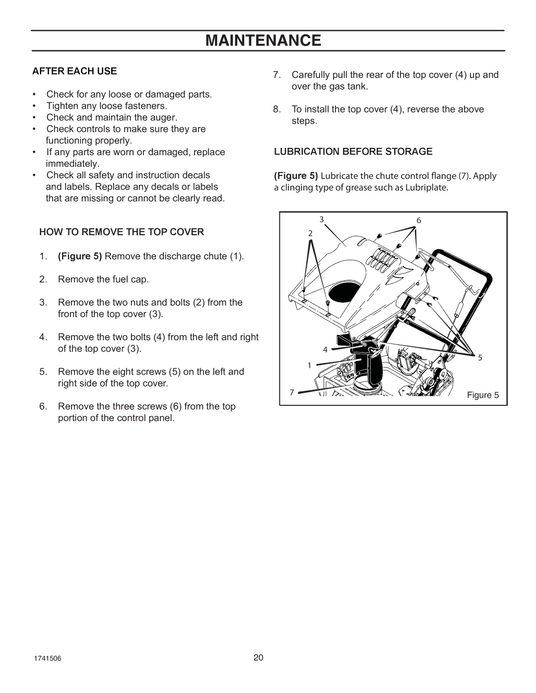 Husqvarna 5021 R, 5021 E manual HOW to Remove the TOP Cover, Lubrication Before Storage 