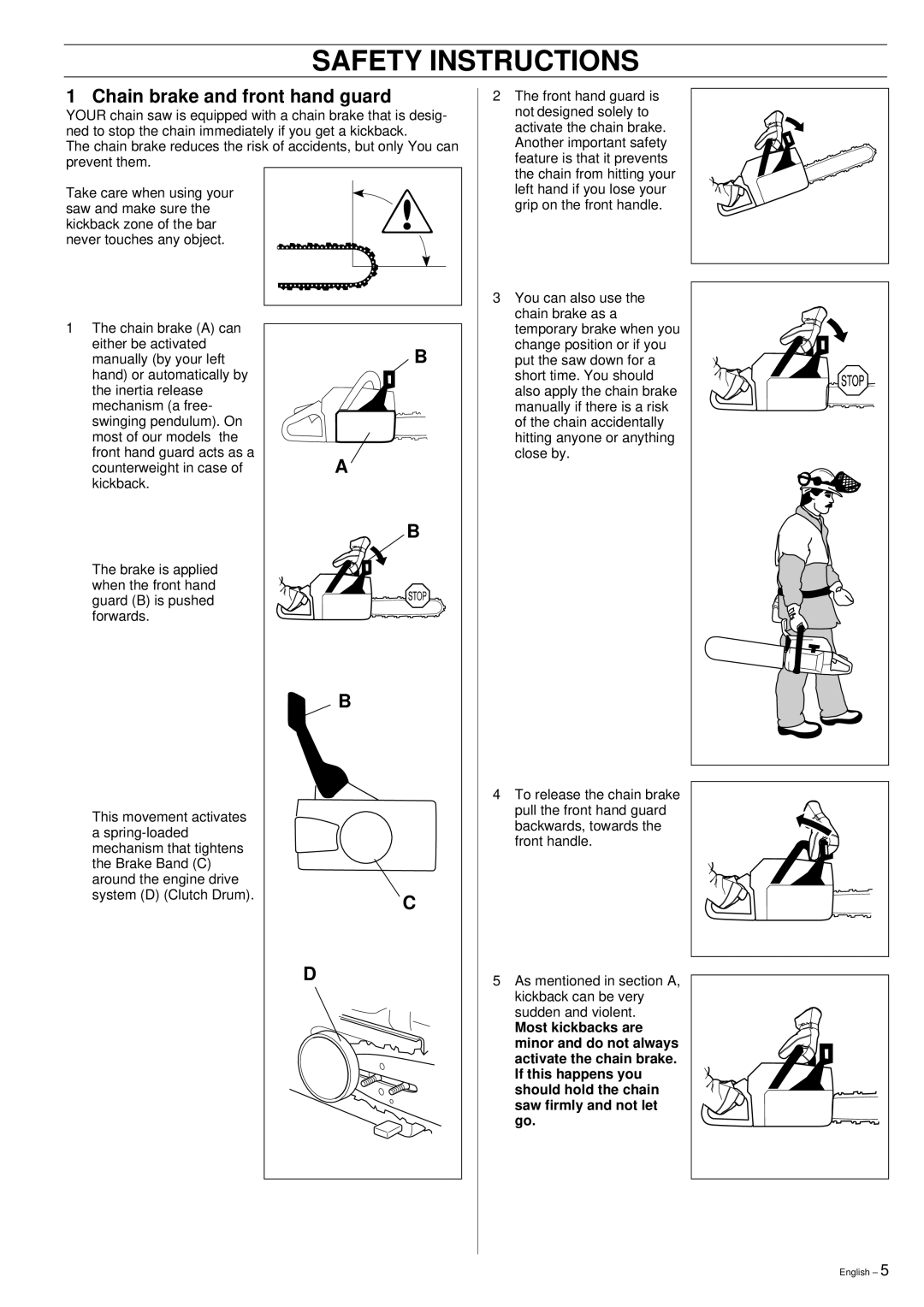 Husqvarna 51 manual Chain brake and front hand guard 