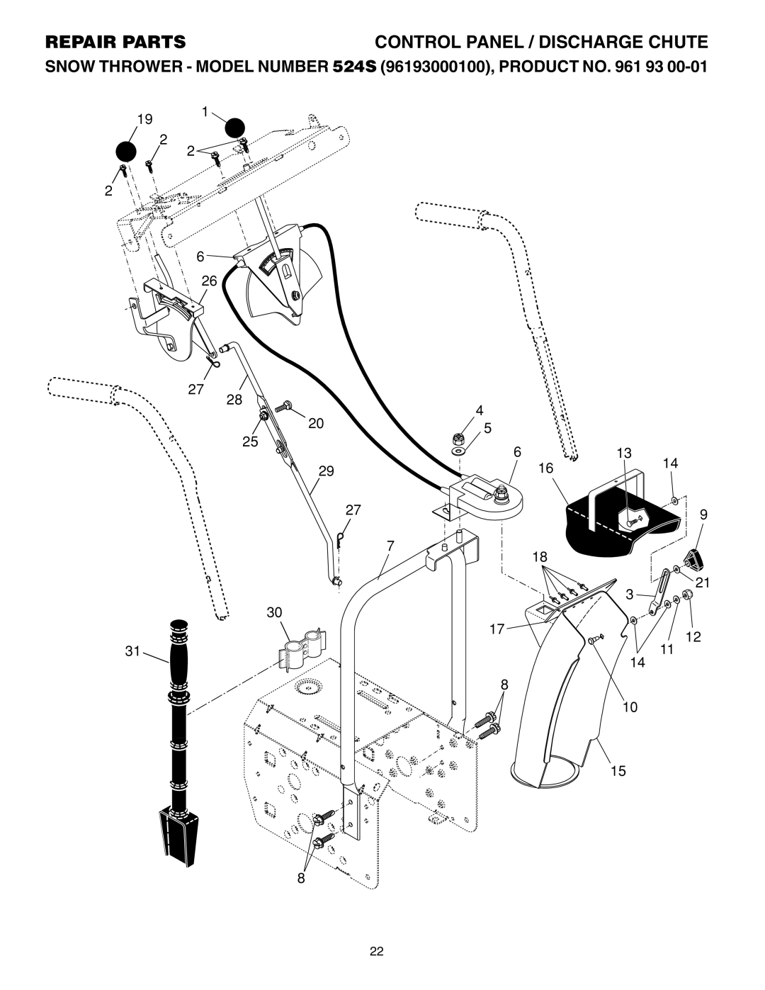 Husqvarna 524S owner manual Control Panel / Discharge Chute 