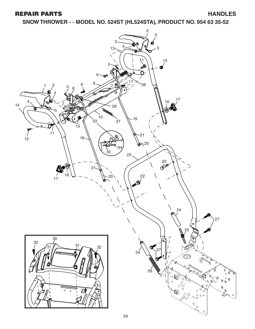 Husqvarna 524ST owner manual Repair Parts Handles 