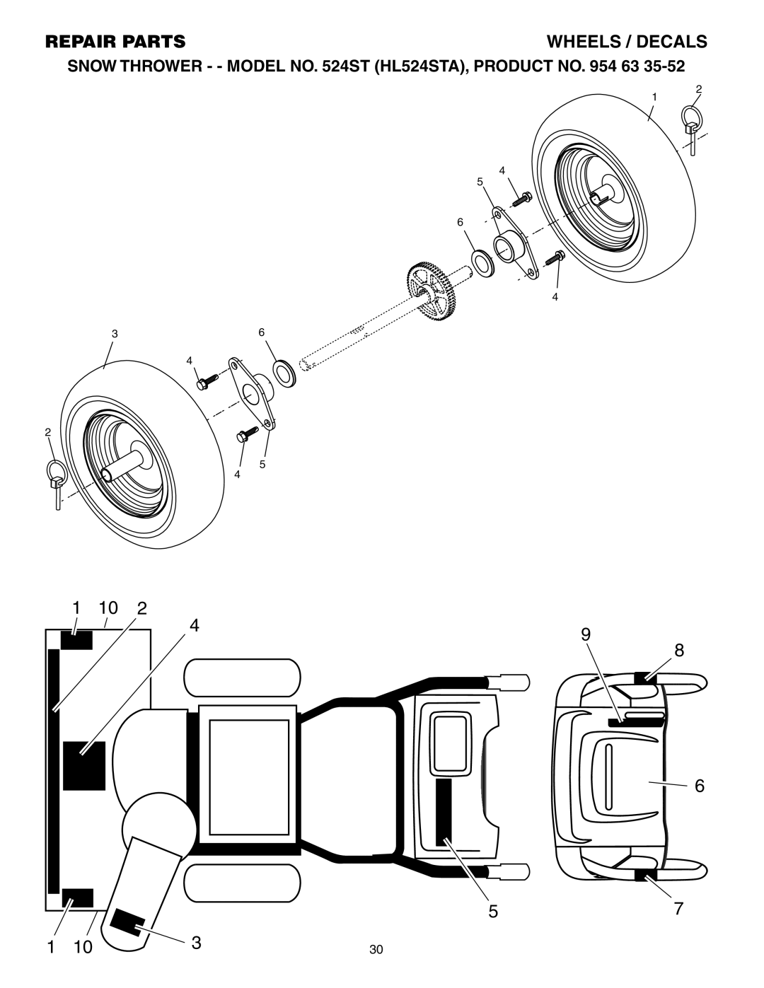 Husqvarna 524ST owner manual Wheels / Decals 