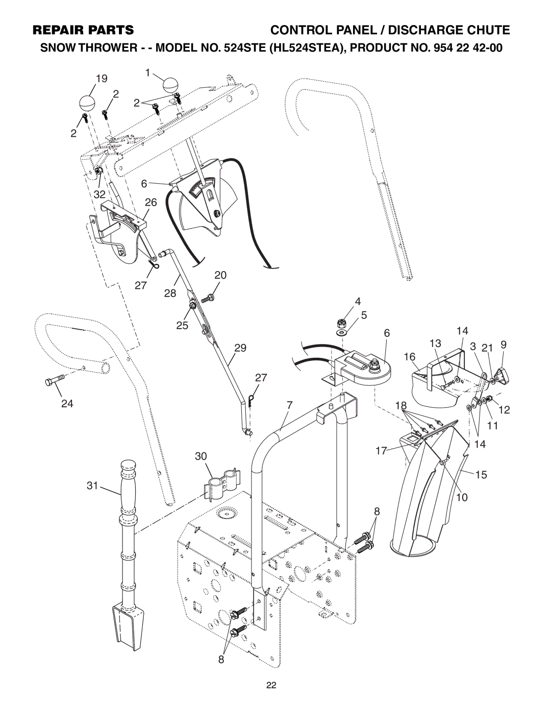 Husqvarna 524STE owner manual Control Panel / Discharge Chute 