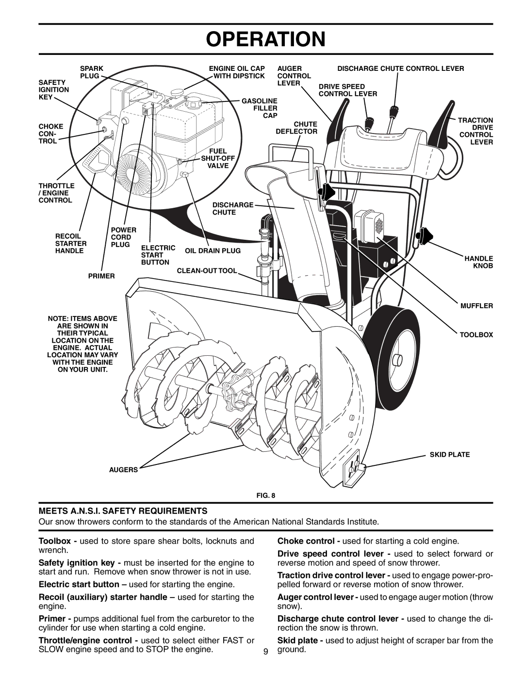 Husqvarna 524STE Meets A.N.S.I. Safety Requirements, Recoil auxiliary starter handle used for starting the engine 