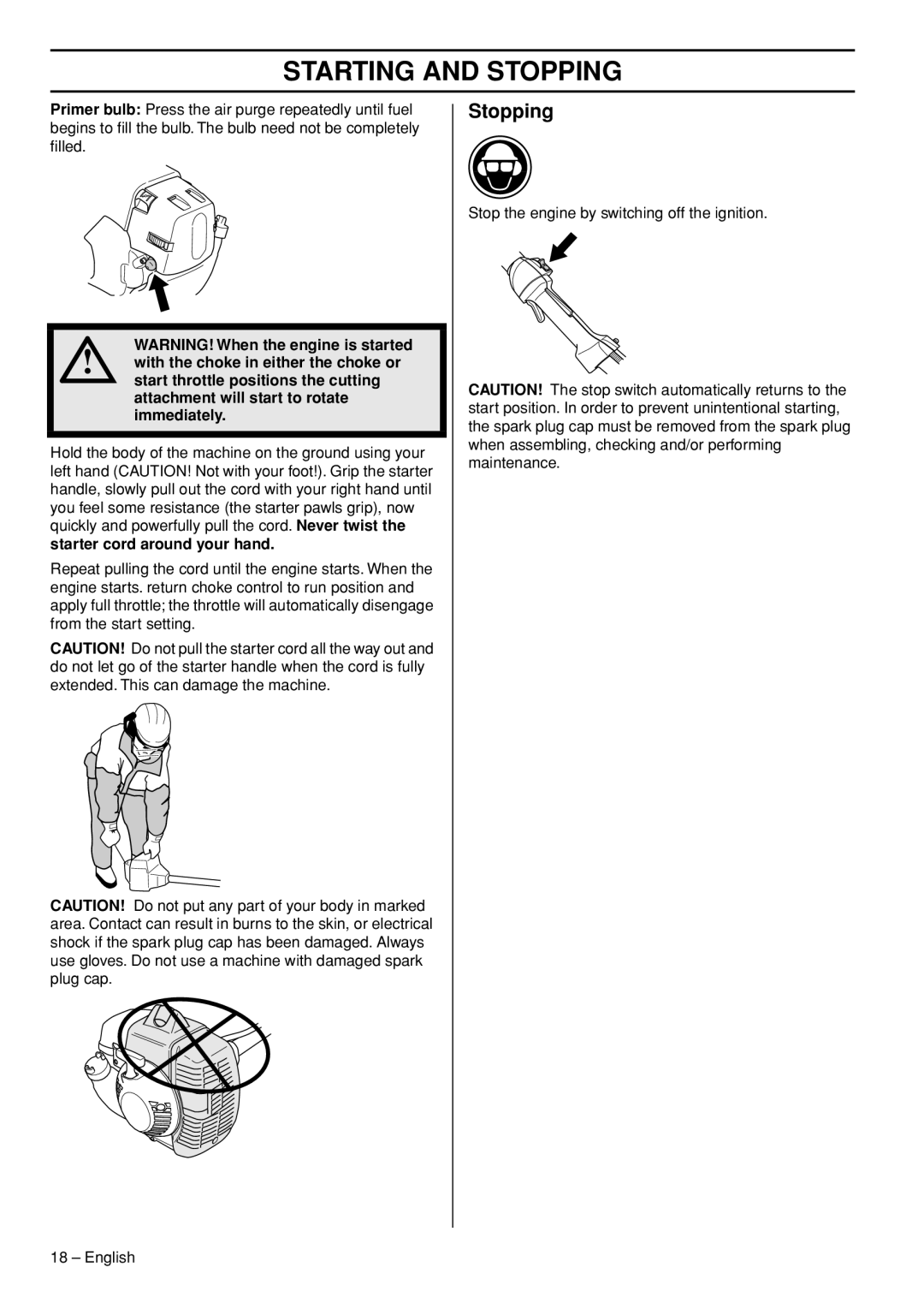 Husqvarna 53 5RJ manual Stopping 