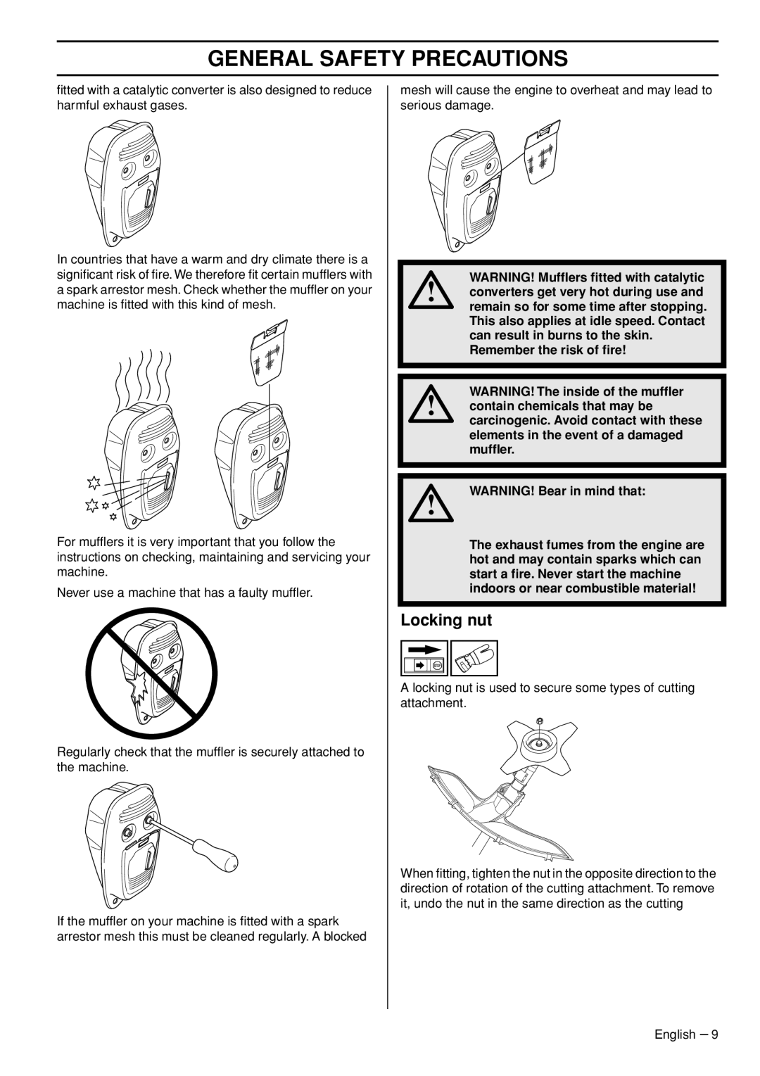 Husqvarna 53 5RJ manual Locking nut 