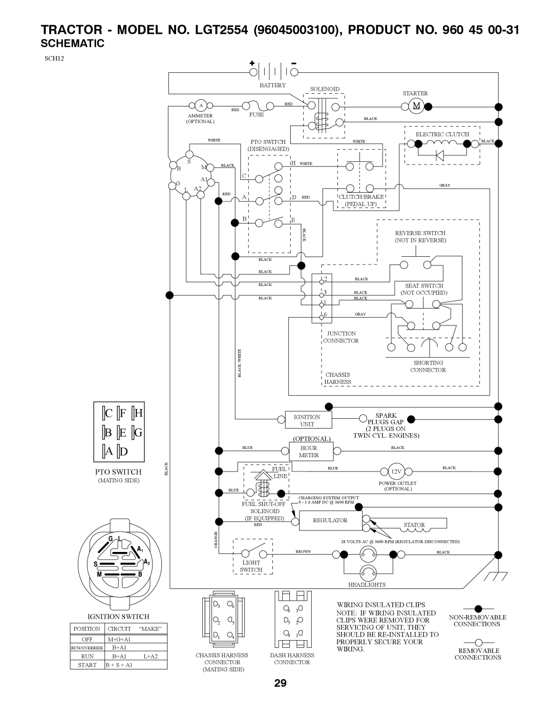 Husqvarna 07002, 532 44 02-80 owner manual Tractor Model NO. LGT2554 96045003100, Product no 45, Schematic 