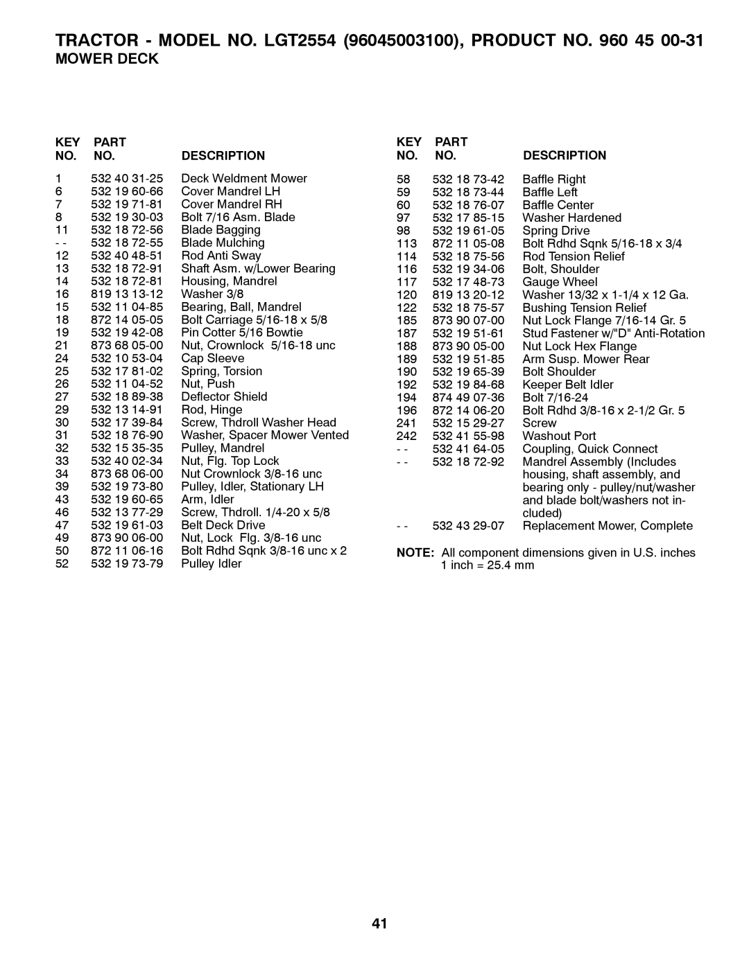 Husqvarna 07002, 532 44 02-80 owner manual 532 40 31-25 Deck Weldment Mower 