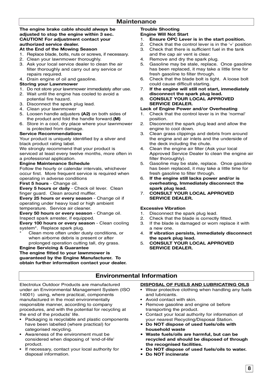 Husqvarna 53S INTEK manual Environmental Information 