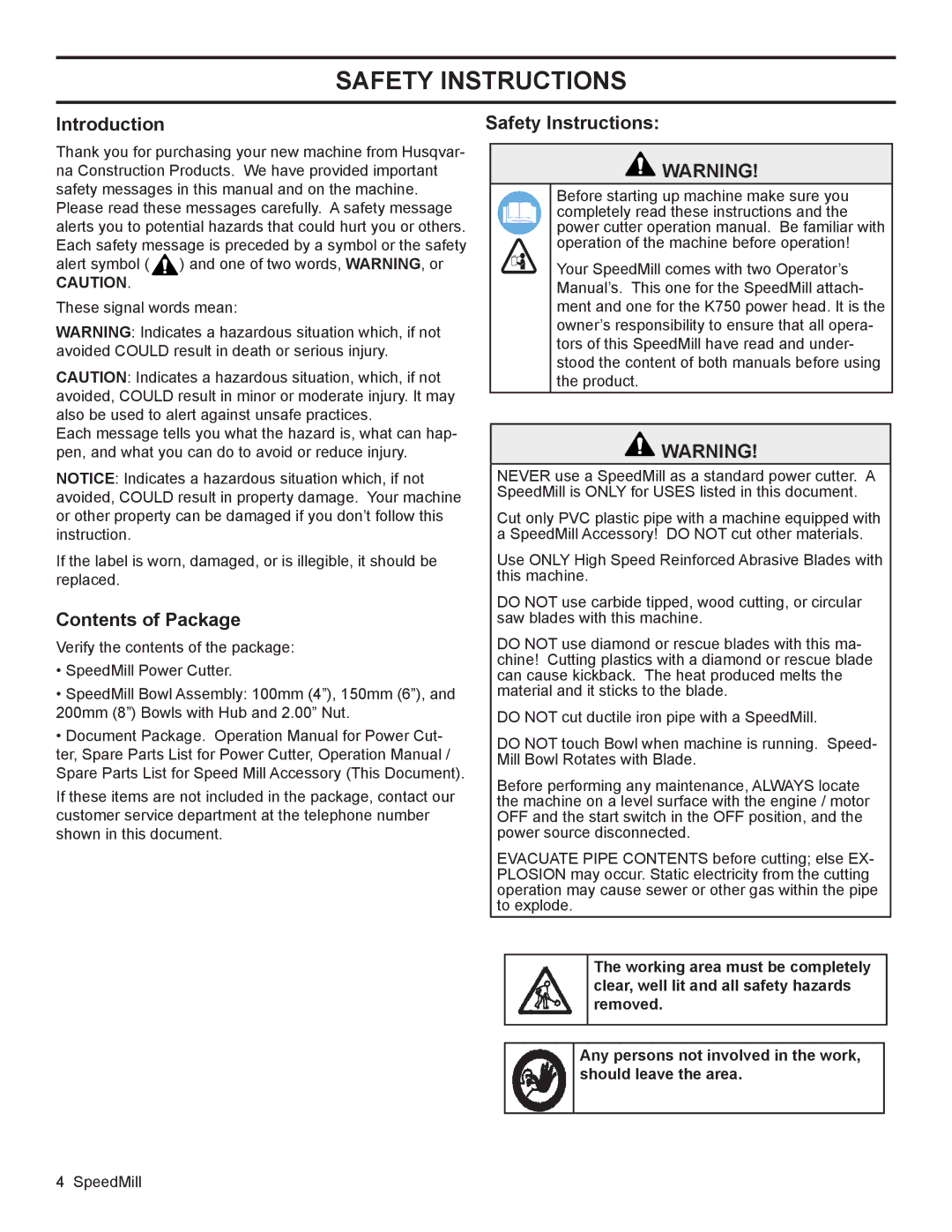 Husqvarna 544 93 62-01 manual Safety Instructions, Introduction, Contents of Package 