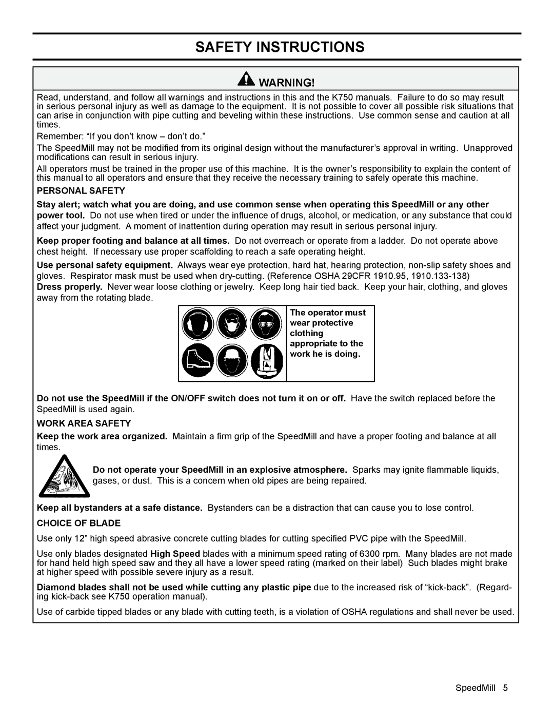 Husqvarna 544 93 62-01 manual Personal Safety 