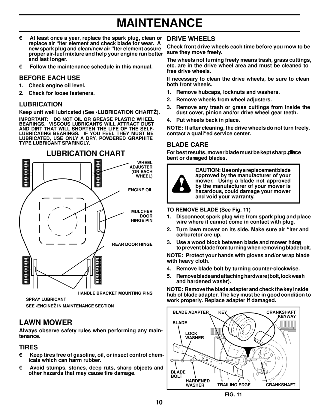 Husqvarna 5521 CHV 96143000106 manual Lubrication Chart, Lawn Mower 