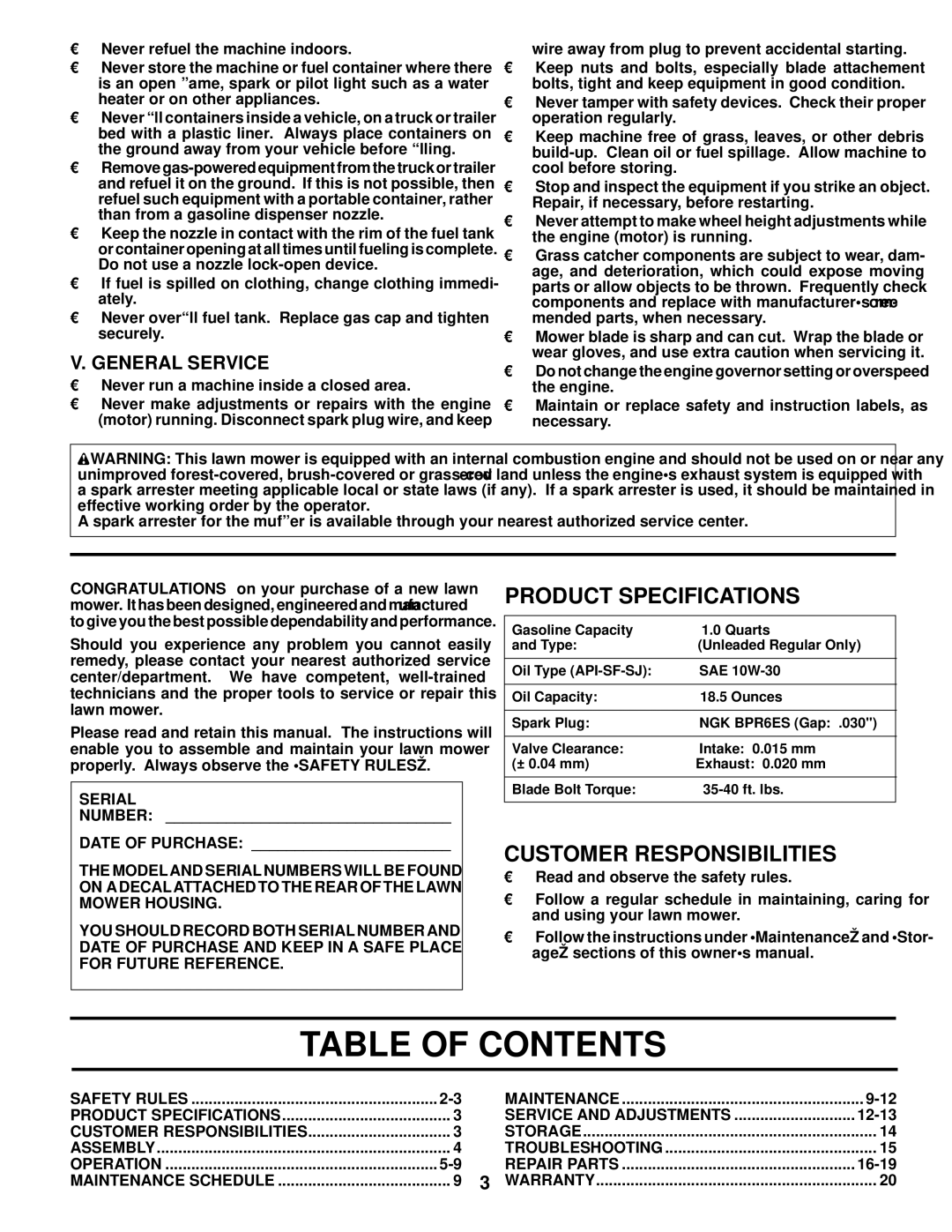 Husqvarna 5521 CHV 96143000106 manual Table of Contents 