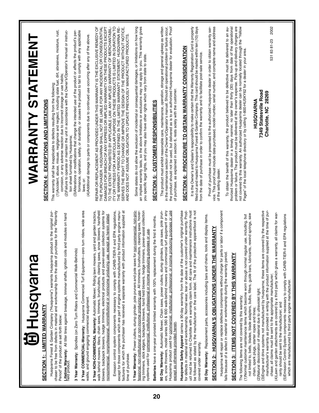 Husqvarna 5521BBC owner manual Rantywar Tementsta 