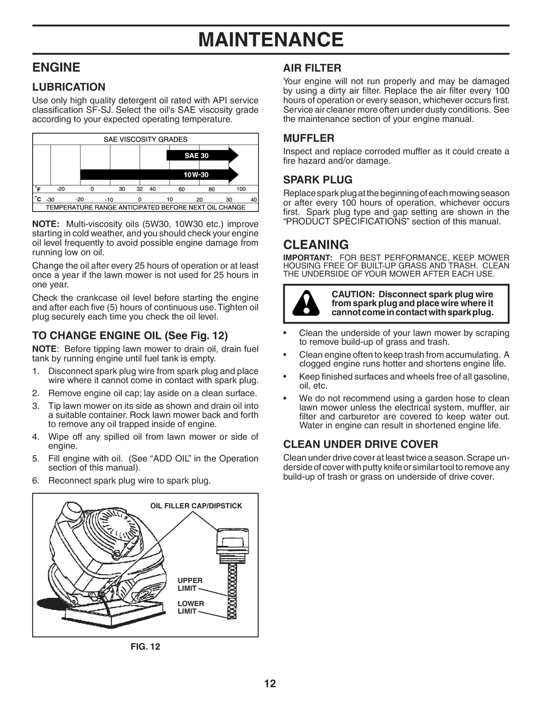 Husqvarna 5521CH owner manual Engine, Cleaning 