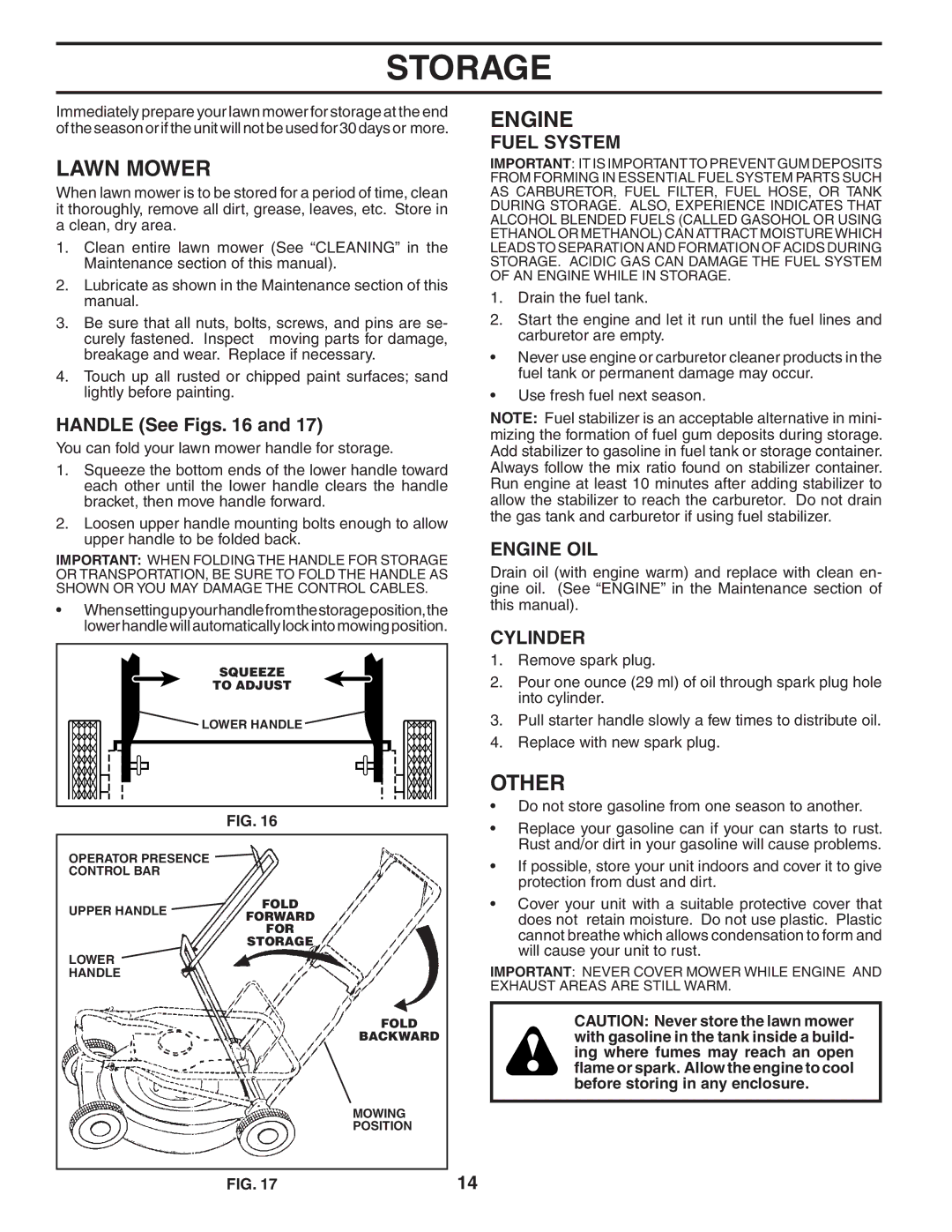 Husqvarna 5521CH owner manual Storage, Other, Fuel System, Engine OIL, Cylinder 