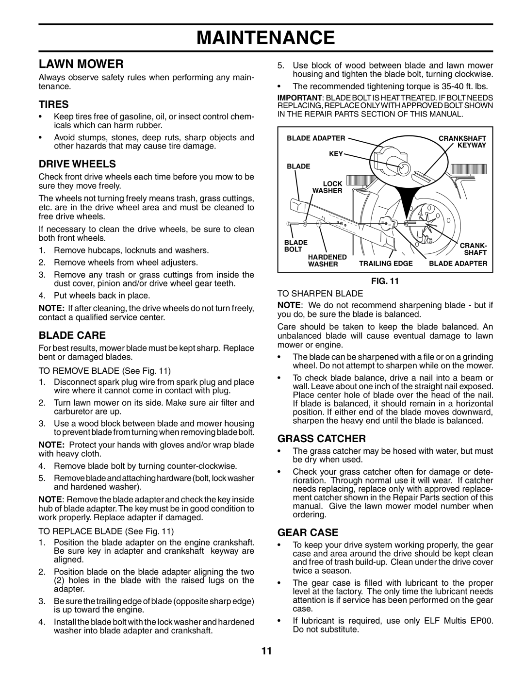 Husqvarna 5521CHV owner manual Lawn Mower 