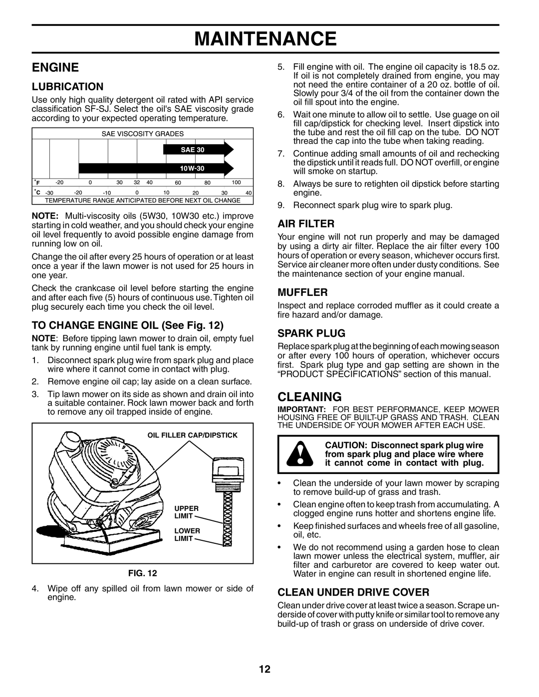 Husqvarna 5521CHV owner manual Engine, Cleaning 