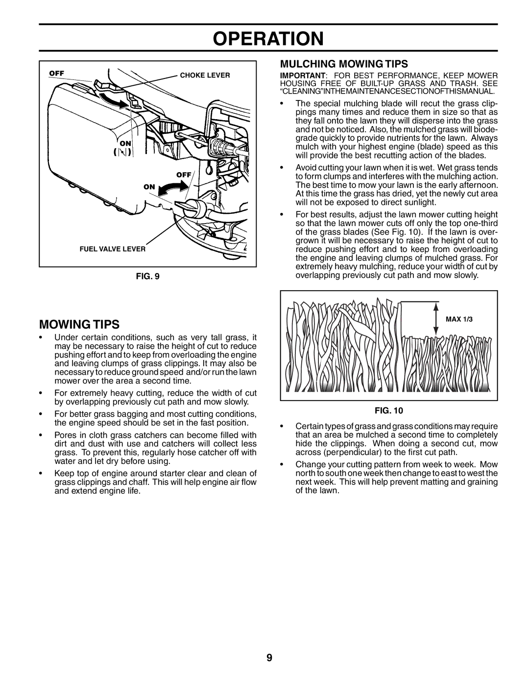 Husqvarna 5521CHV owner manual Mulching Mowing Tips 