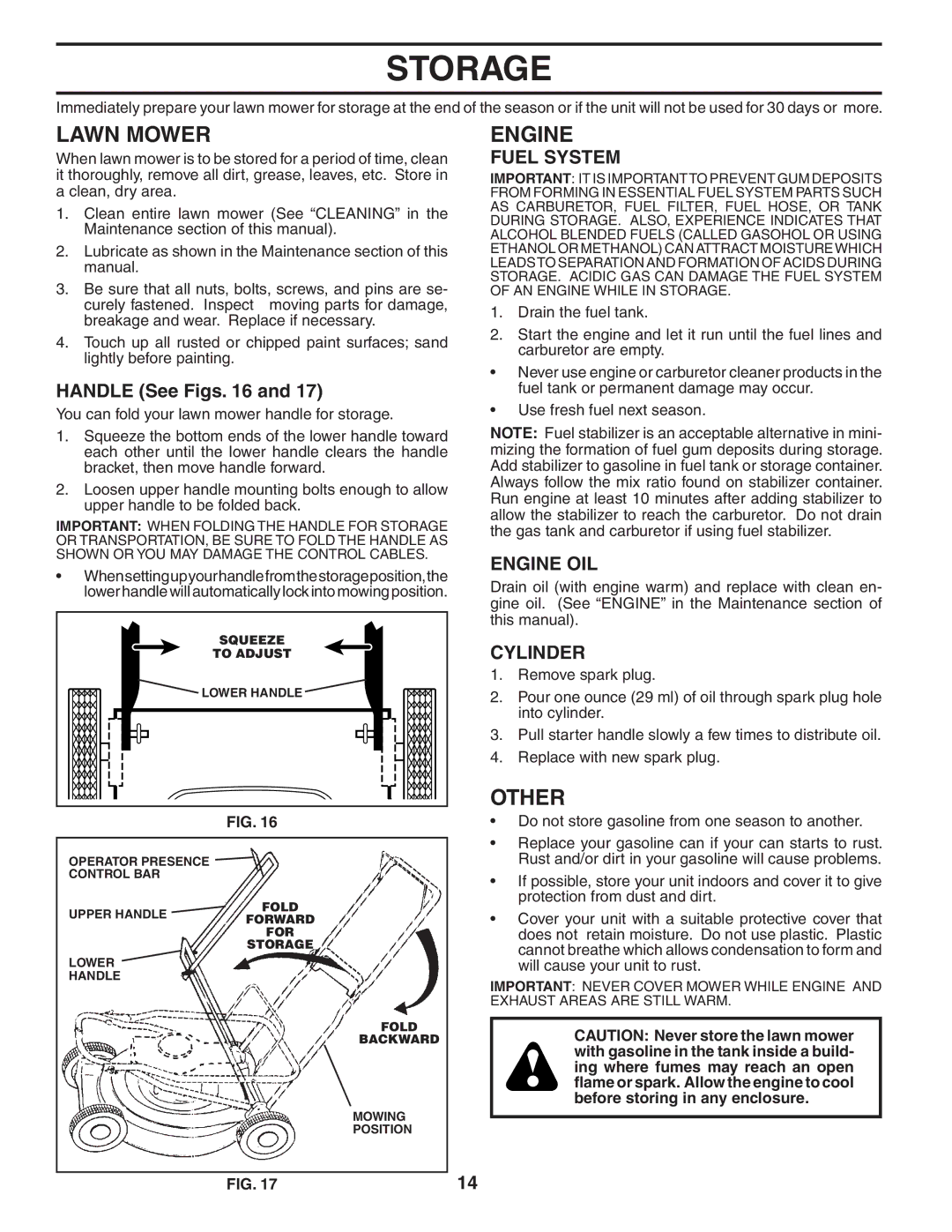 Husqvarna 5521CM owner manual Storage, Other, Fuel System, Engine OIL, Cylinder 