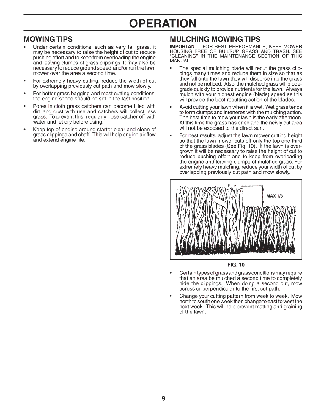 Husqvarna 5521CM owner manual Mulching Mowing Tips 