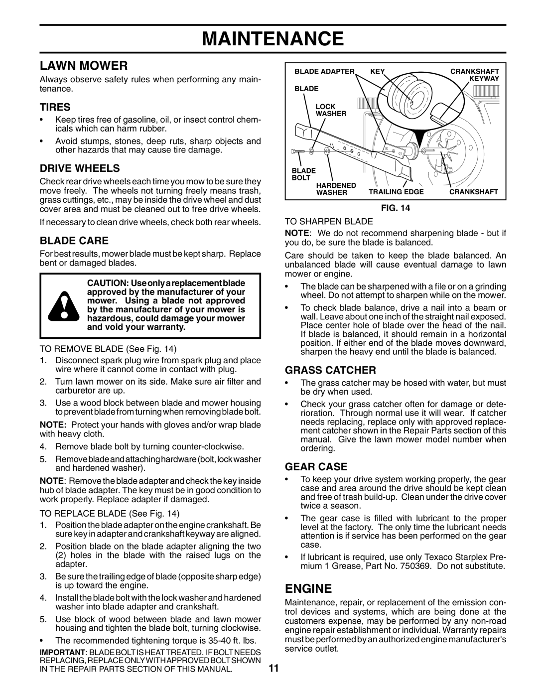 Husqvarna 5521RSX owner manual Lawn Mower, Engine 