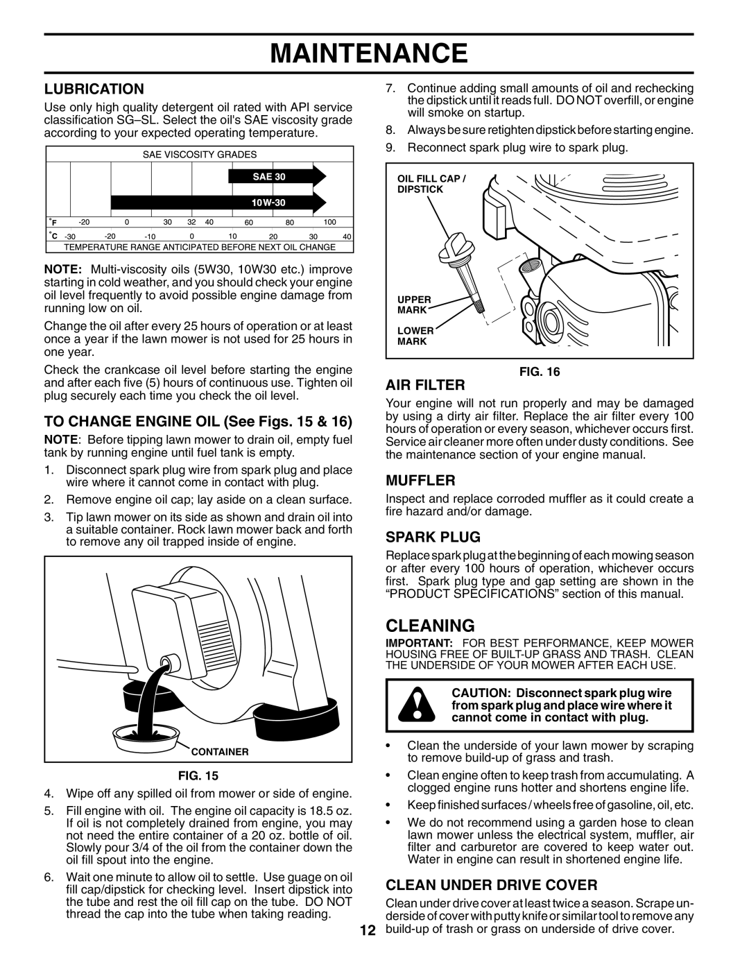 Husqvarna 5521RSX owner manual Cleaning, AIR Filter, Muffler, Spark Plug, Clean Under Drive Cover 