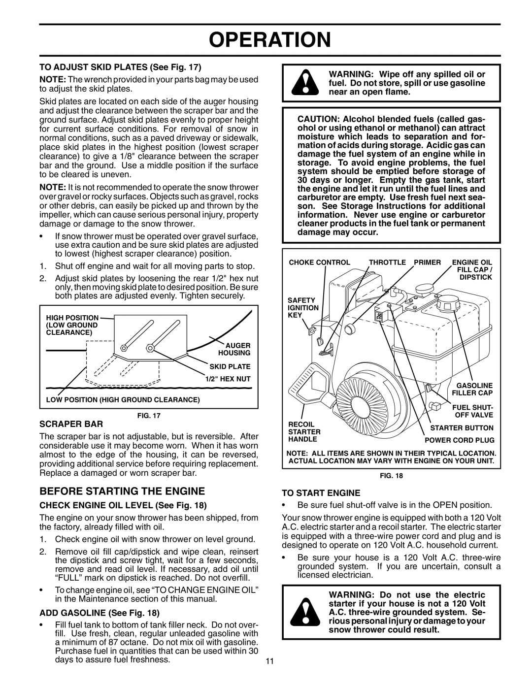 Husqvarna 5524SE owner manual Before Starting the Engine, Scraper BAR, To Start Engine 