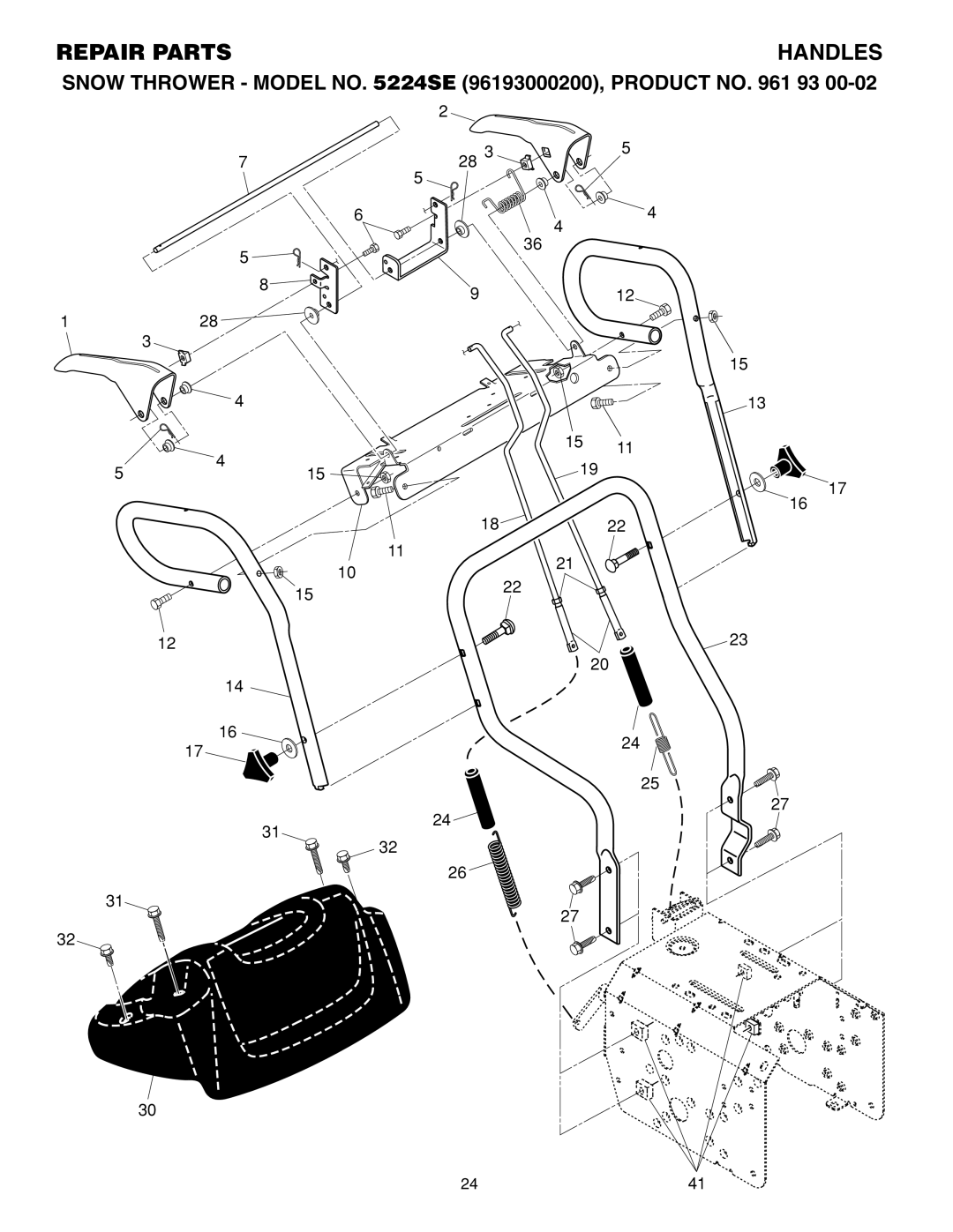 Husqvarna 5524SE owner manual Repair Parts Handles 