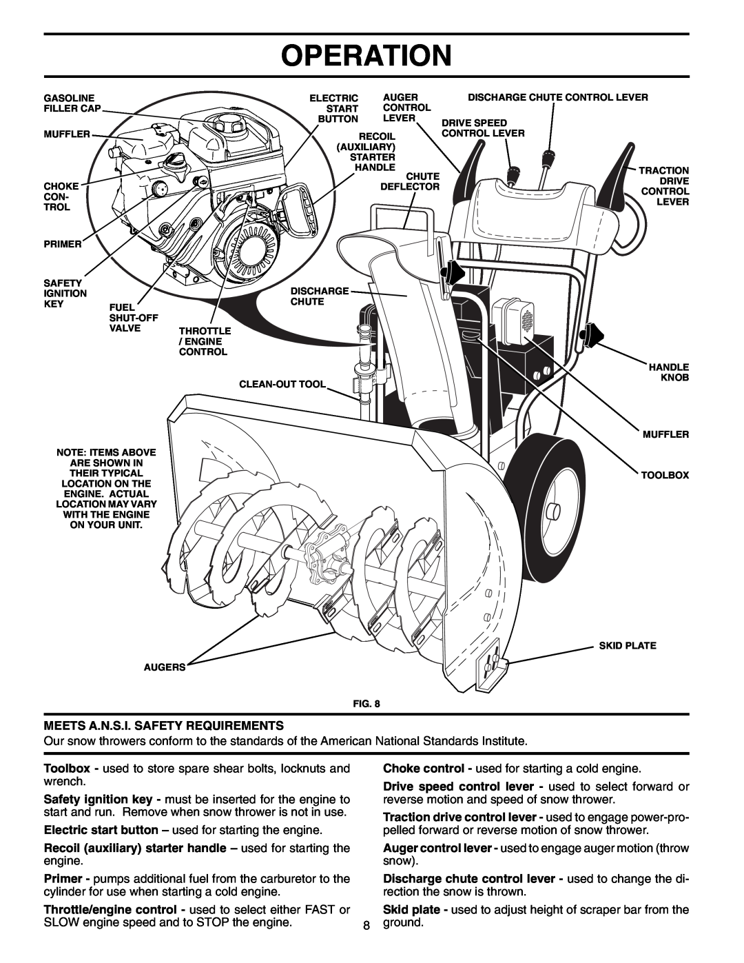 Husqvarna 5524SEB owner manual Operation, Meets A.N.S.I. Safety Requirements 
