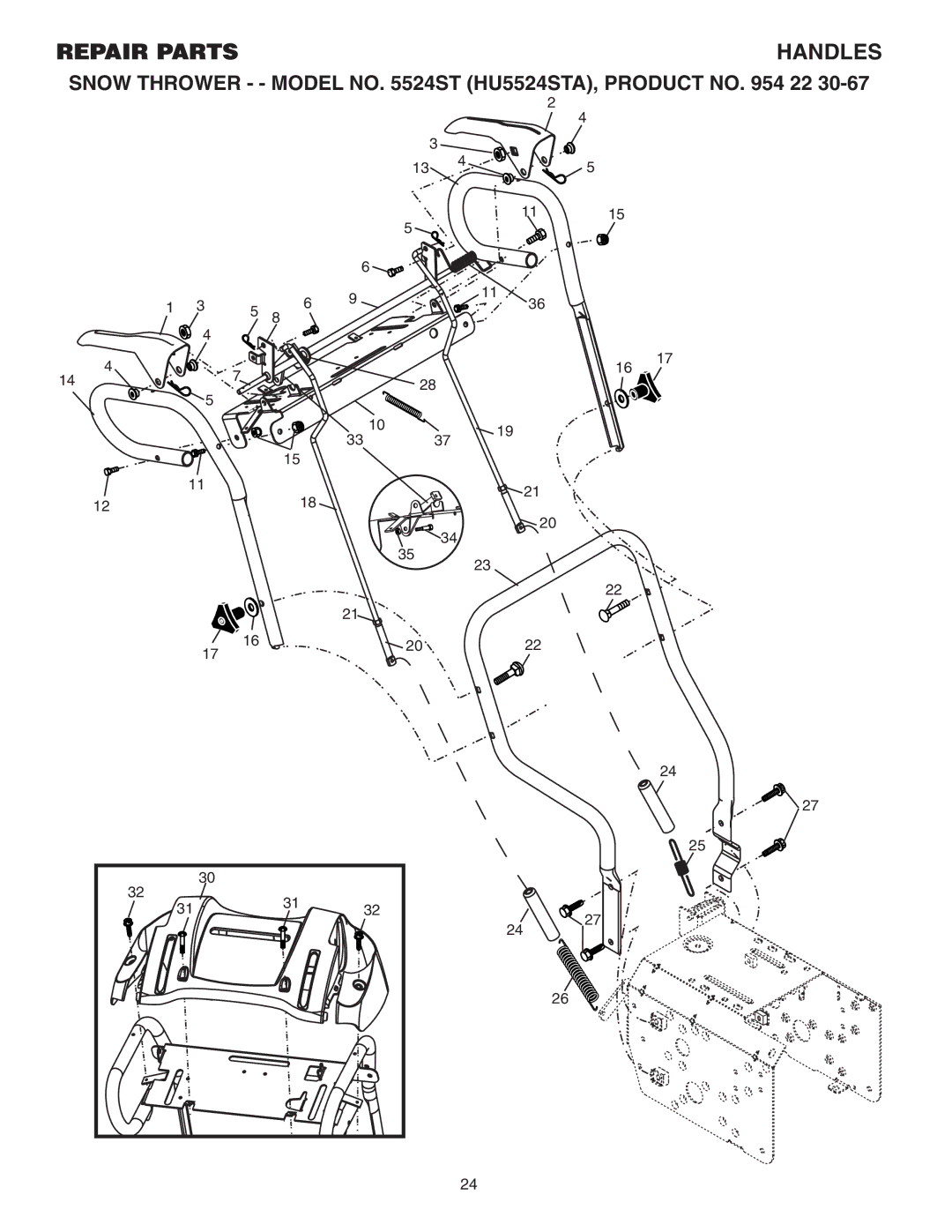 Husqvarna 5524ST owner manual Repairparts 