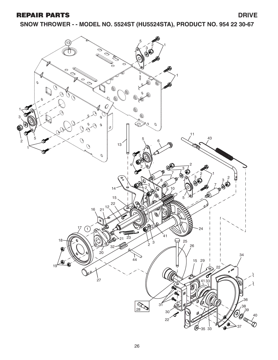 Husqvarna 5524ST owner manual Repairparts 