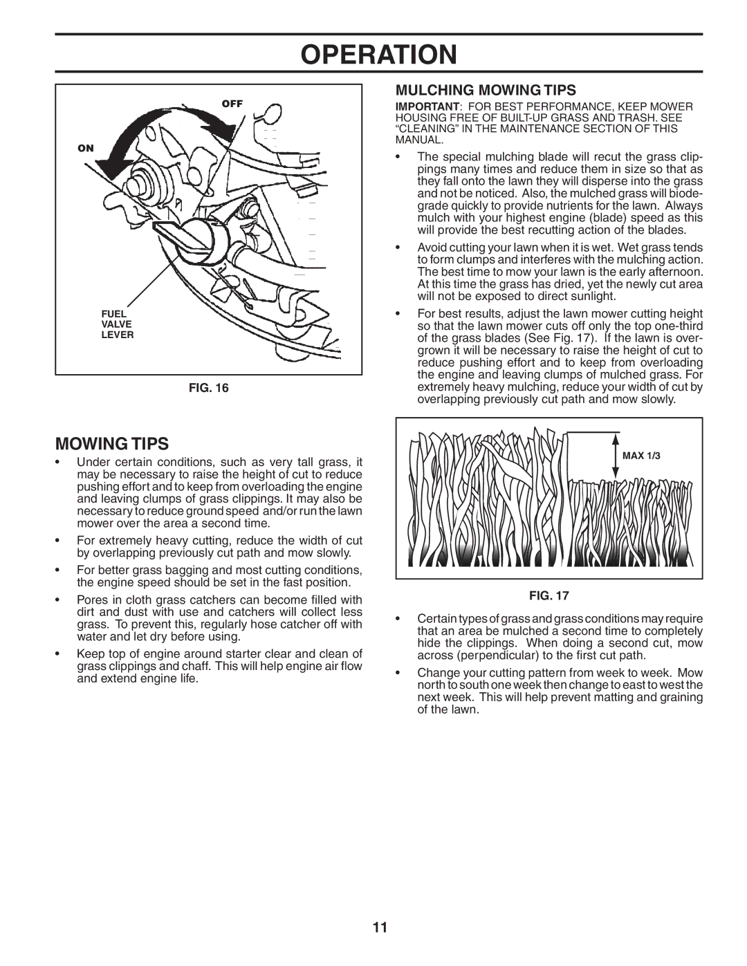 Husqvarna 55B21HV owner manual Mulching Mowing Tips 