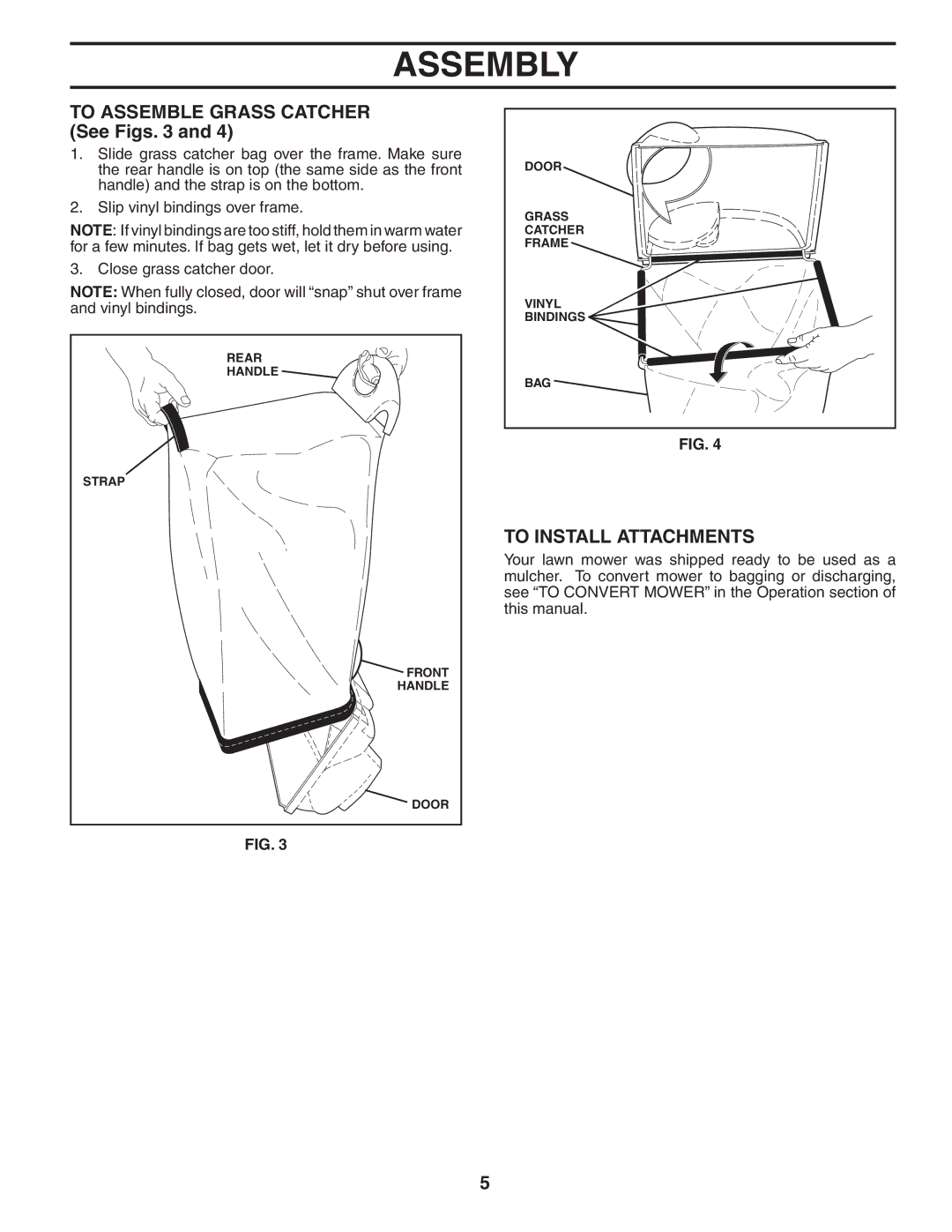 Husqvarna 55B21HV owner manual To Assemble Grass Catcher See Figs, To Install Attachments 