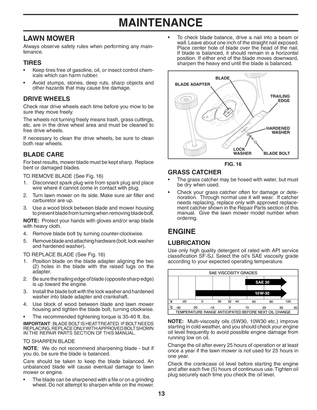 Husqvarna 55C21HV owner manual Lawn Mower, Engine 