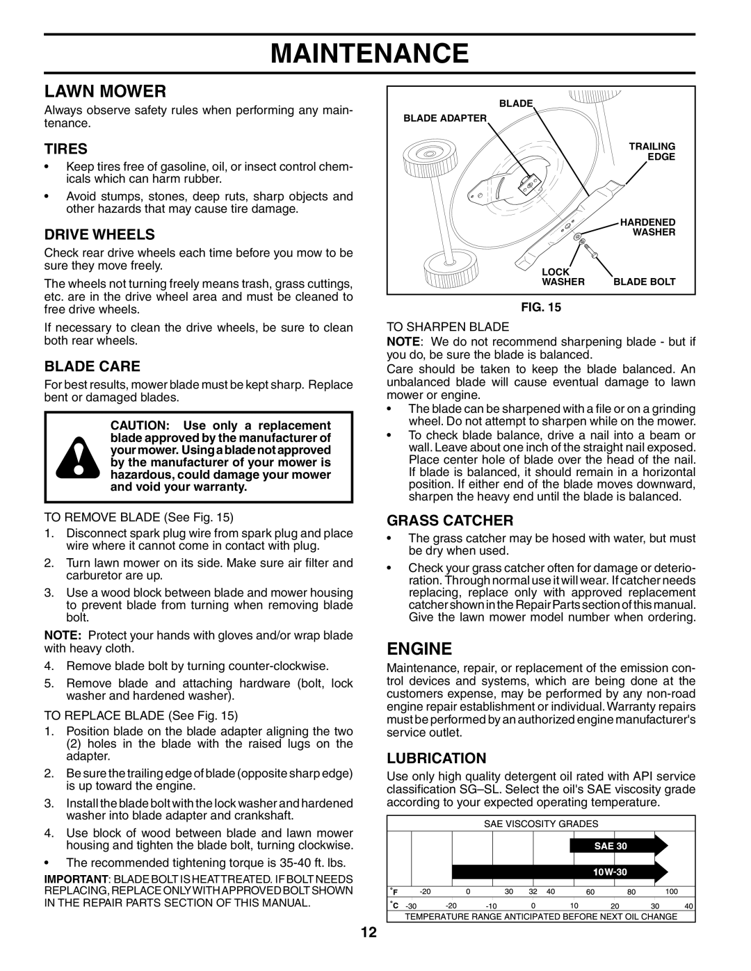 Husqvarna 55R21HV owner manual Lawn Mower, Engine 