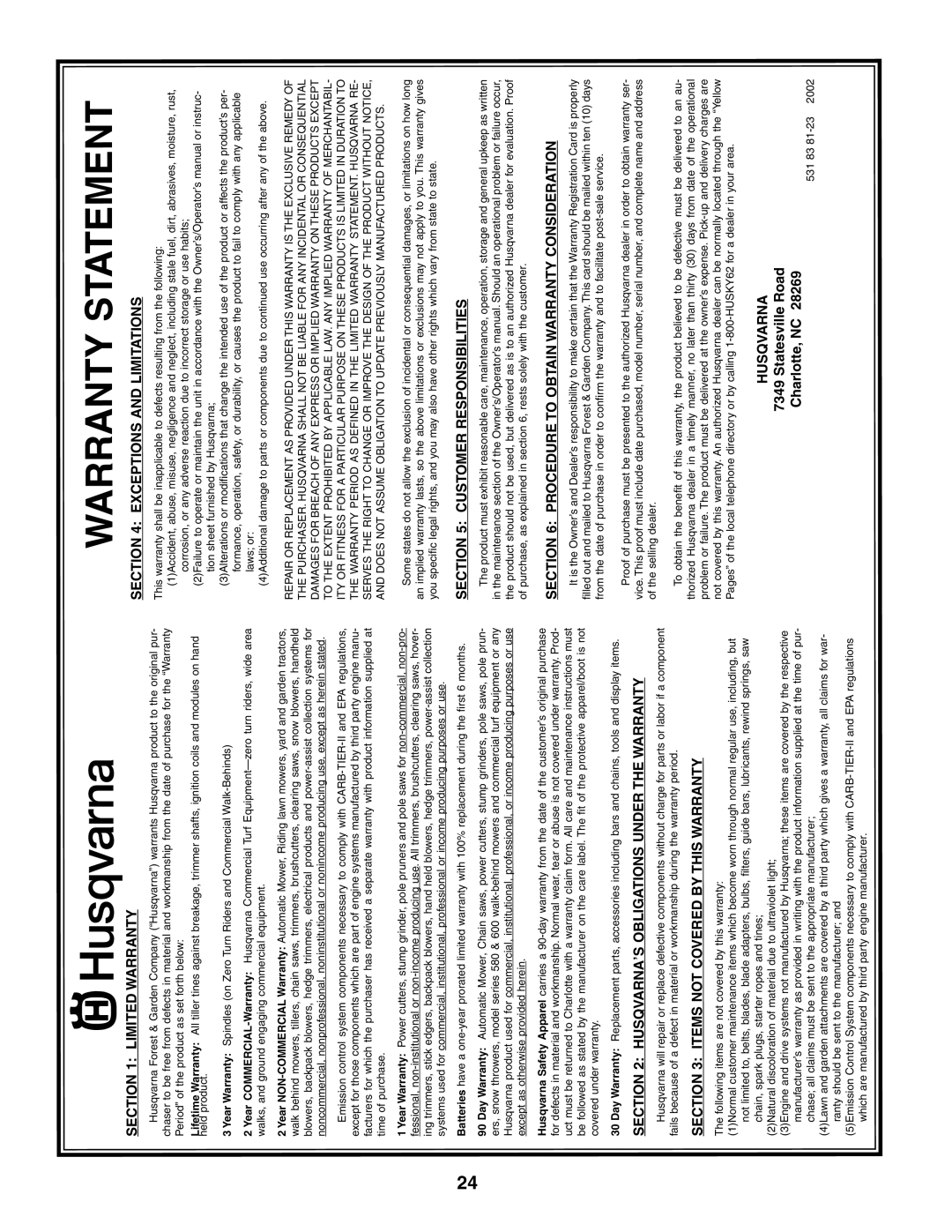 Husqvarna 55R21HVL owner manual Rantywar Tementsta 