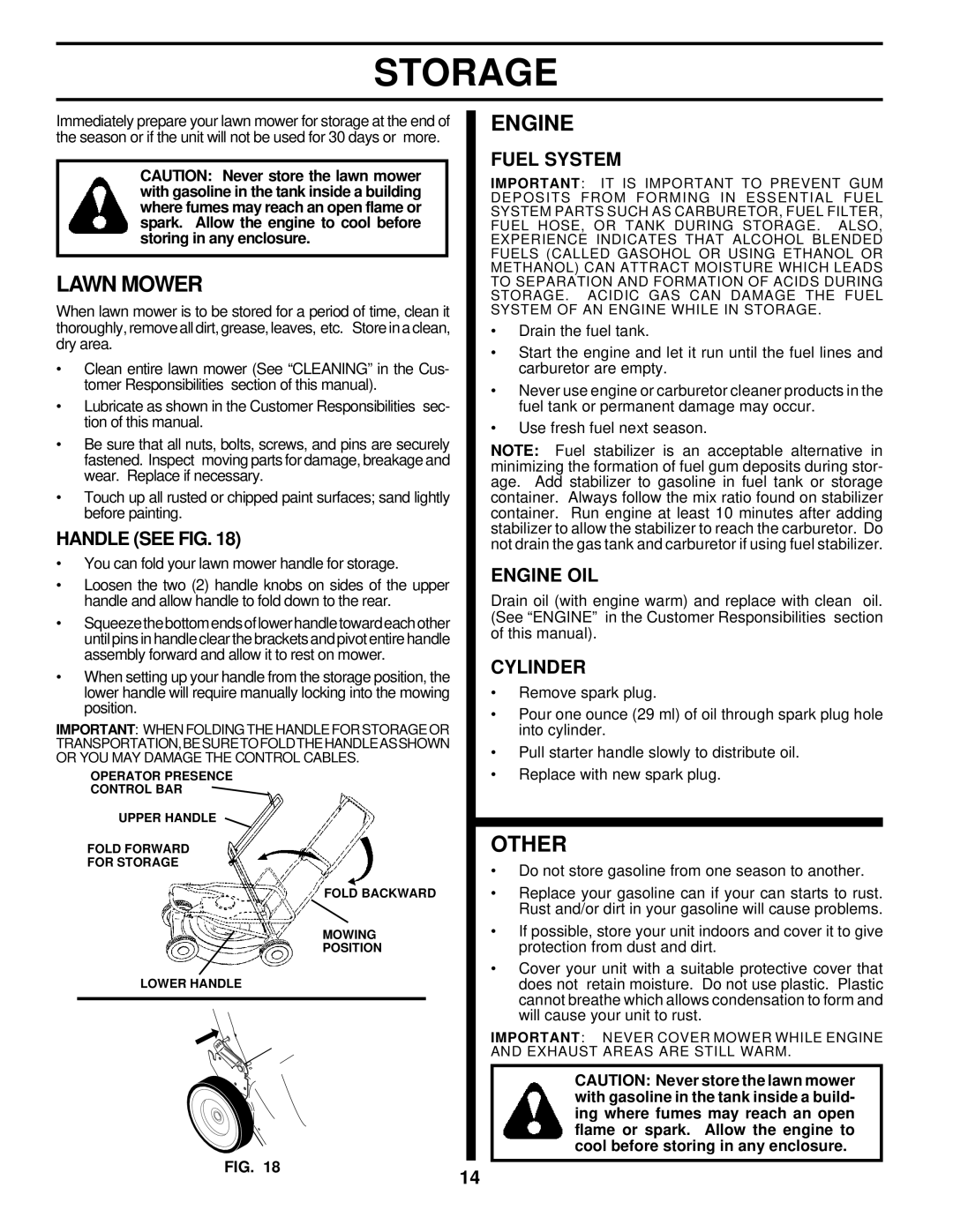 Husqvarna 560sr owner manual Storage, Other 