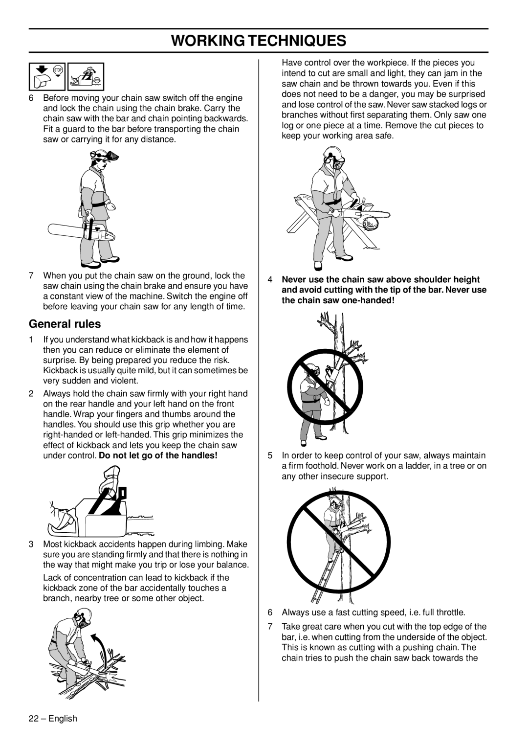 Husqvarna 570 EPA II, 576 XP EPA II manual General rules 