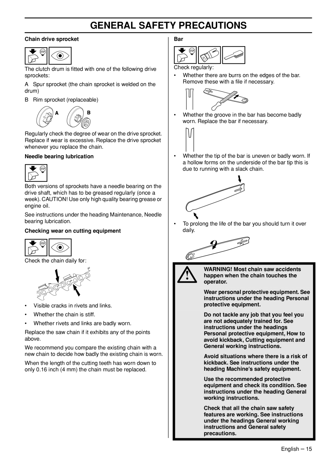 Husqvarna 576 XP EPA II, 570 EPA II manual General Safety Precautions 