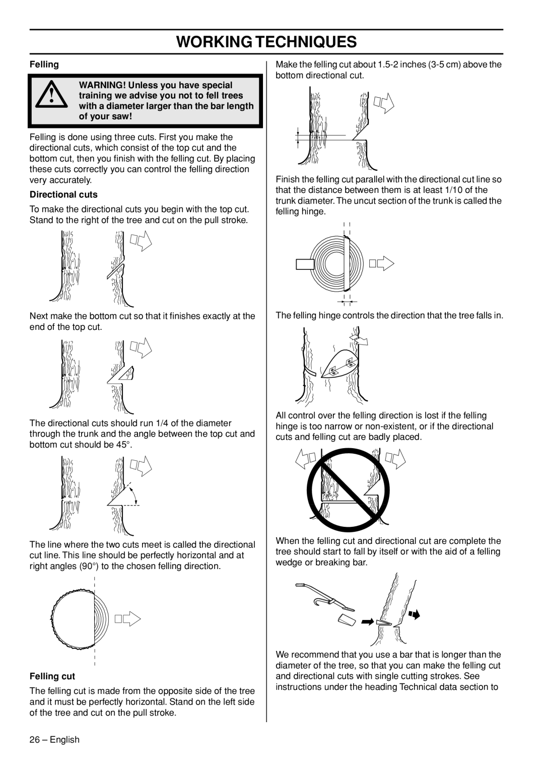 Husqvarna 1152353-95, 576 XP EPA III, 570 EPA III manual Directional cuts, Felling cut 