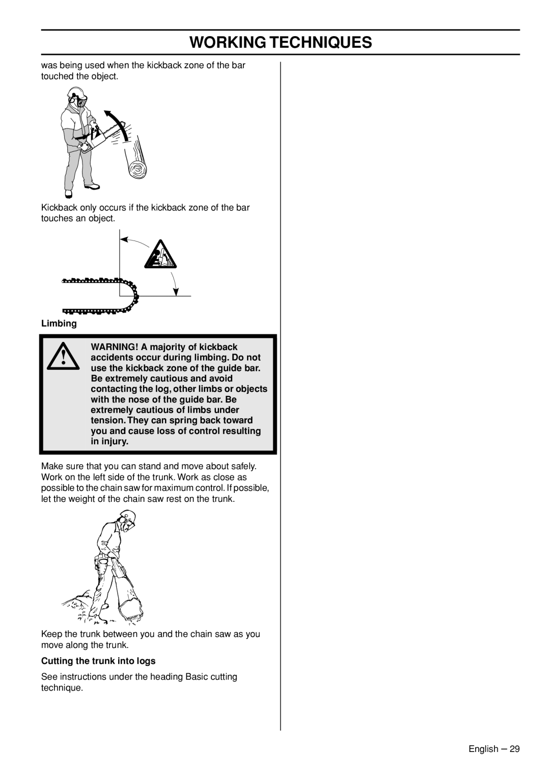 Husqvarna 1153181-95, 576 XPG manual Cutting the trunk into logs 