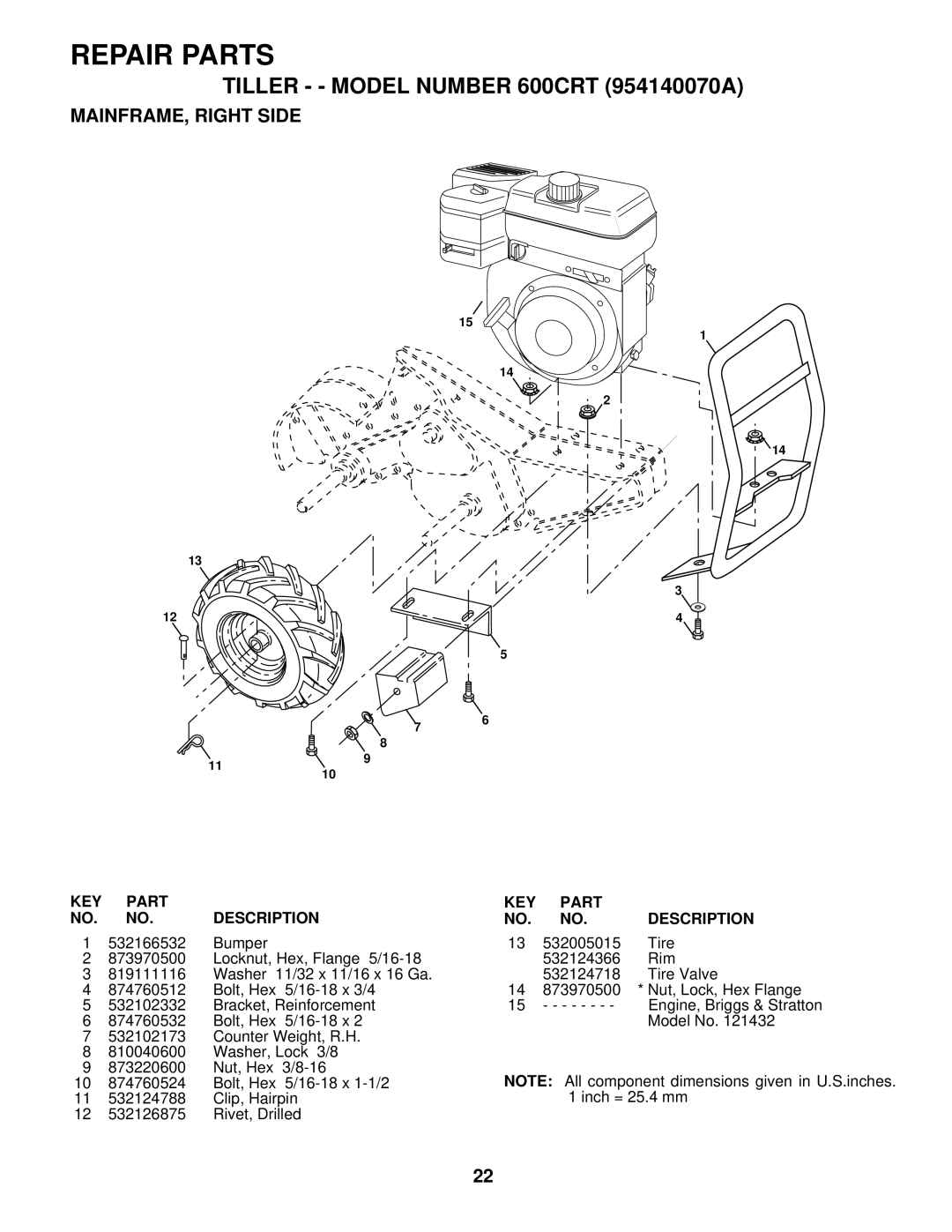 Husqvarna 600CRT owner manual MAINFRAME, Right Side 