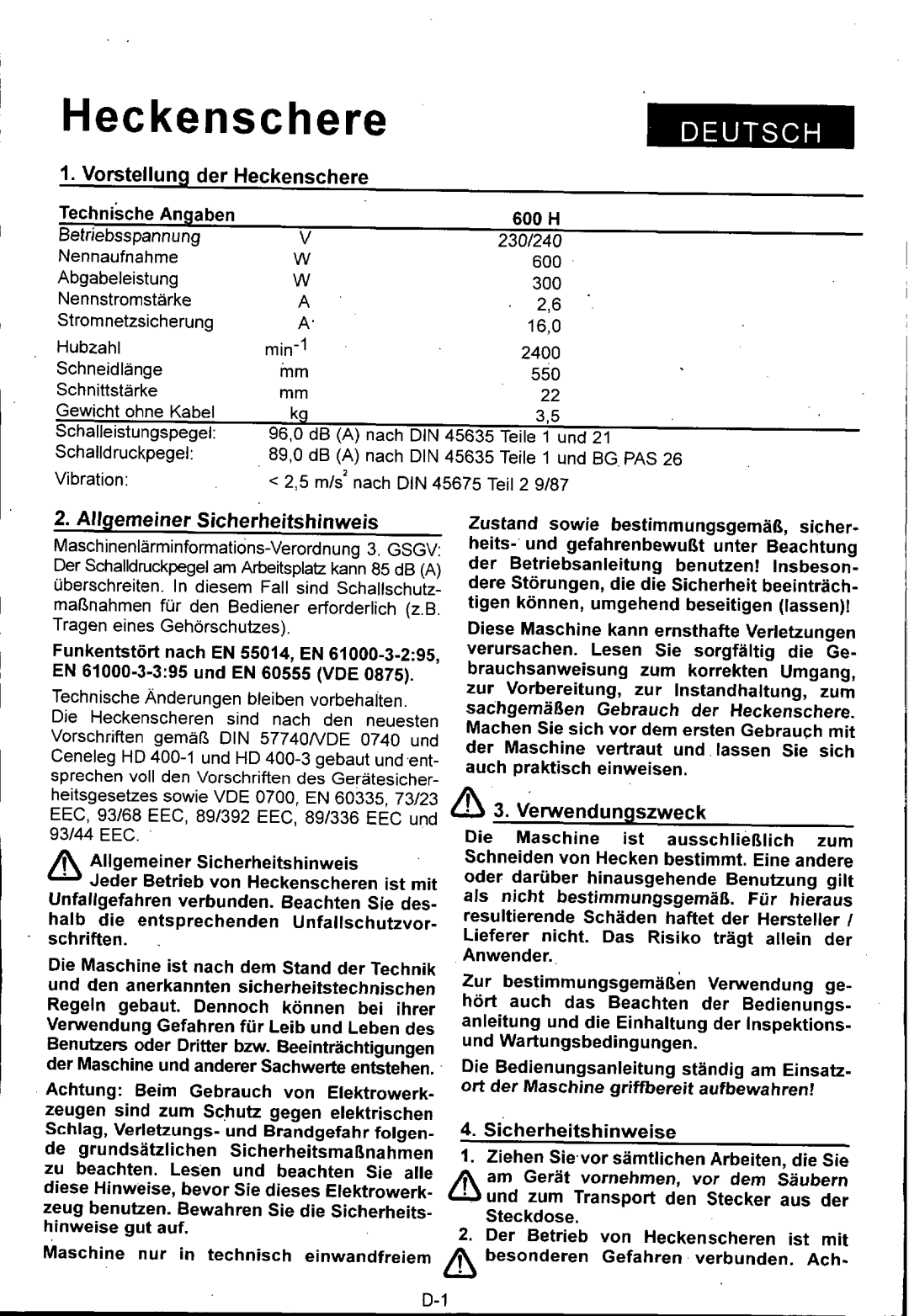 Husqvarna 600H manual 