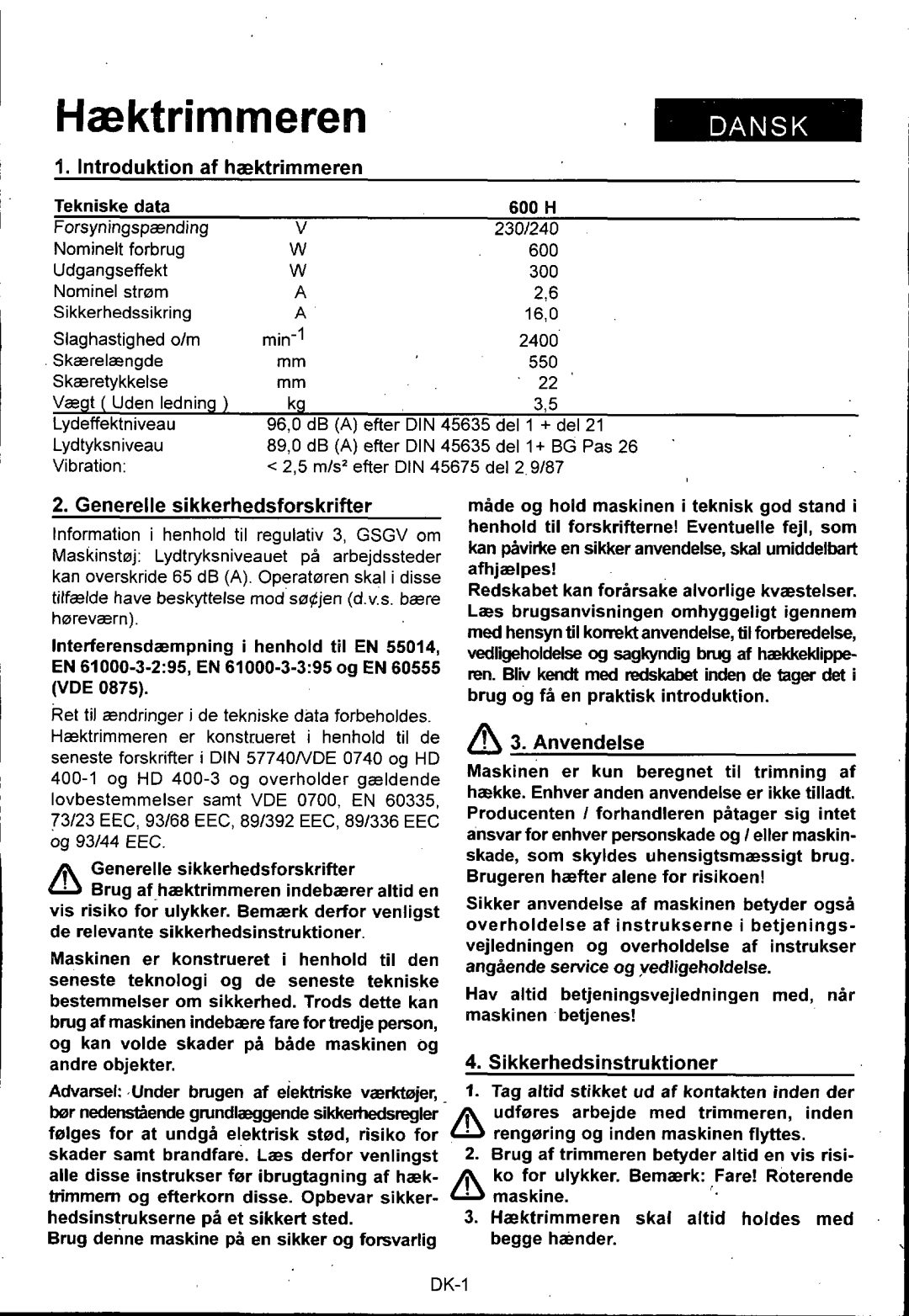 Husqvarna 600H manual 