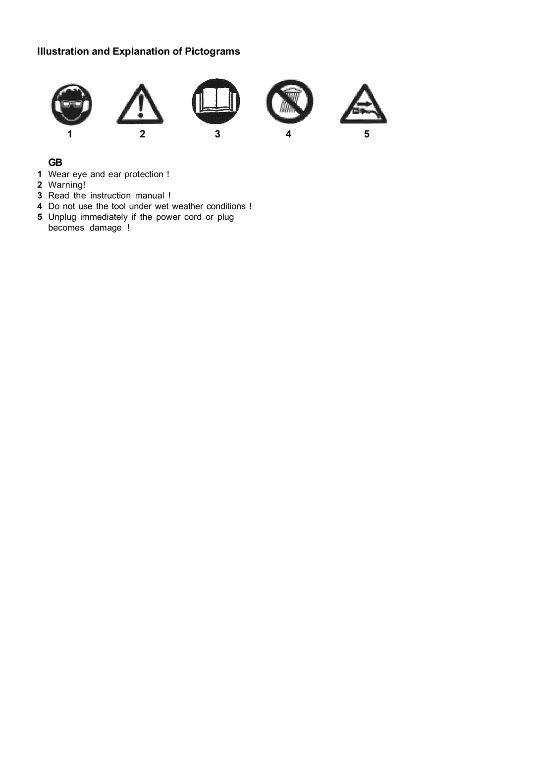 Husqvarna 600HD 60EL, 500HD 56EL manual Illustration and Explanation of Pictograms 