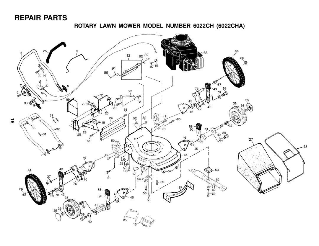 Husqvarna owner manual Rotary Lawn Mower Model Number 6022CH 6022CHA 