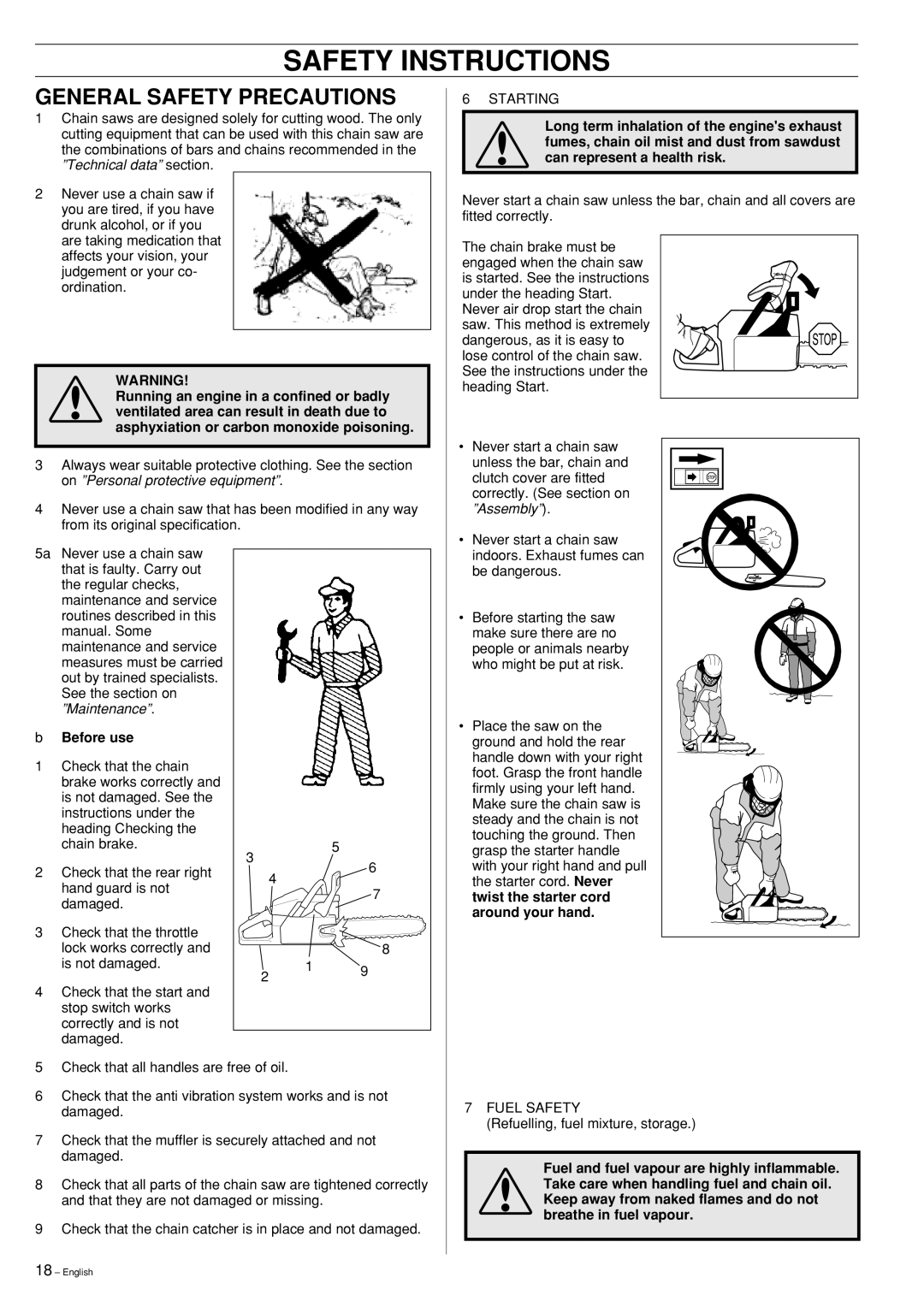 Husqvarna 61, 268 manual General Safety Precautions 